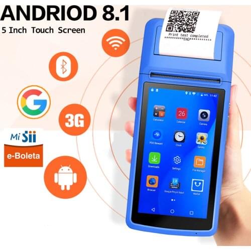 Android 8.1 POS Handheld Printer 58mm PDA Mobile Thermal Receipt Printer Smart POS Teminal For Commercial