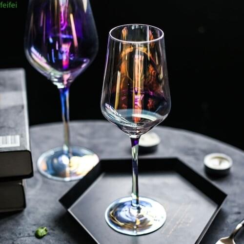 Rainbow Crystal Wine Glass Home Decoration Goblet Champagne Cup Ion Plated Cocktail Party Bar Wedding Drinkware