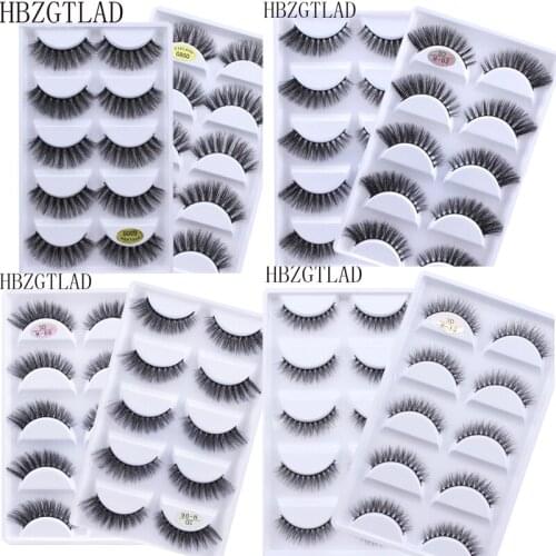 NEW5 Pairs 3D Mink Hair Natural Cross False Eyelashes Long Messy Makeup Fake Eye Lashes Extension Make Up Beauty Tools maquiagem