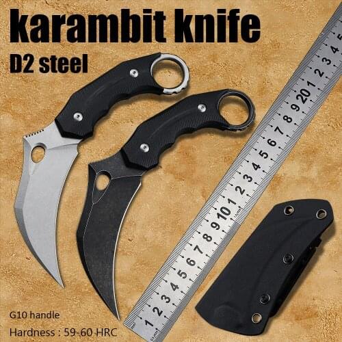 Csgo karambit knives hunting knife survival camping utility tactical fixed blade knife edc tools G10 handle