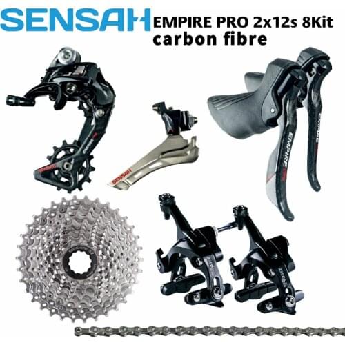 SENSAH EMPIRE PRO 2x12 Speed, 24s Road Groupset, R/L Shifter + R/F Derailleurs + ZRACE Cassette / Chains / Brake, Carbon Fiber