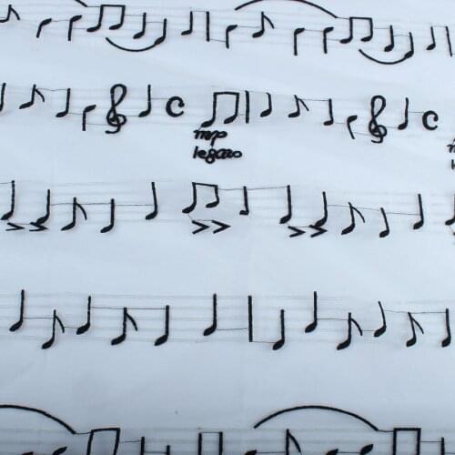 1 yard Net lace music notes embroidered gauze fabric for dress making 145cm wide