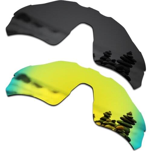 SmartVLT 2 Pieces Polarized Sunglasses Replacement Lenses for Oakley Radar EV Path Stealth Black and 24K Gold