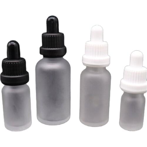 5/10/15/20/30/50/100ML Frost Glass Dropper Bottles White Black Lid Cosmetic Packaging Reagent Pipette Vials Essential Oil Bottle
