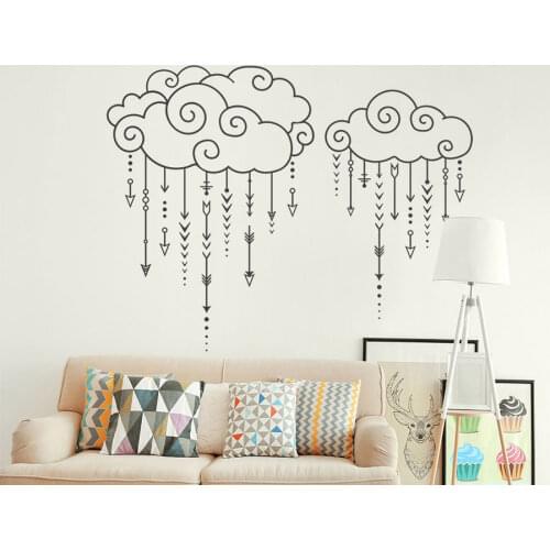 Swirly Clouds Raining Arrows Geometric Wall Decals Home Decor Nursery Vinyl Wall Stickers Kids Bedroom Decoration Tribal NR36