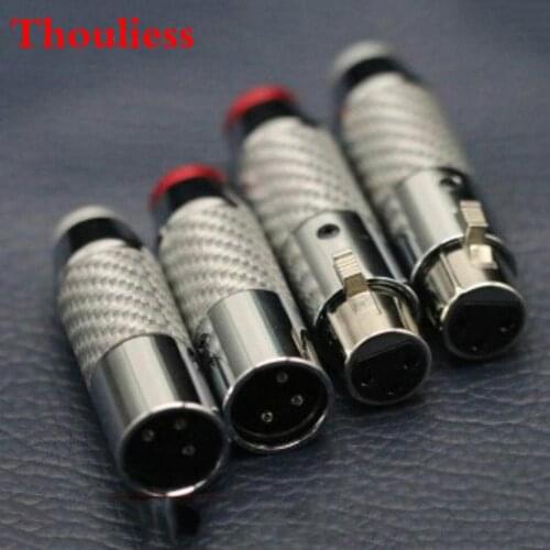 Thouliess 4pcs HIFI 3 Pin Carbon Fiber XLR plug Microphone Audio XLR Male and Female Connector for DIY XLR Balanced Cabl
