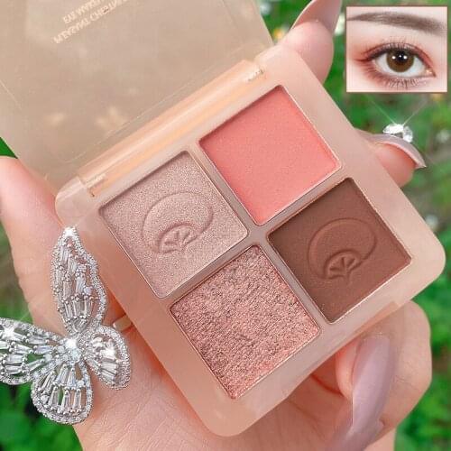 WODWOD 4 Colors Galaxy Chestnut Eye Shadows Palette Glitter Pearlescent Lasting Waterproof Eyeshadow Tray Makeup Cosmetics TSLM1