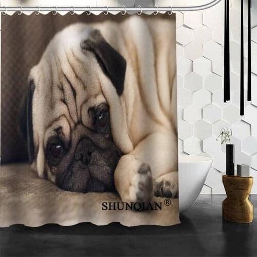 Nice Pug Shower Curtain Funny Curtain For Bathroom Waterproof Polyester Fabric Eco-Friendly 2020 Bath Curtain Gift