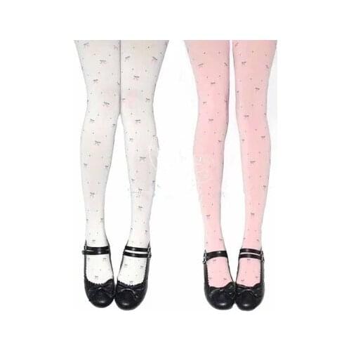 Cherry jacquard tights pantyhose slim cartoon tight cute cosplay princess lolita tight Japan high quality tights free shipping