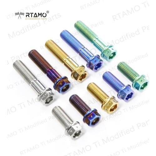 Titanium Bolts Hexagon Flanged Head Race Spec Screws M10X1.25PX50/55/60/65/70/80/90/100mm for Car Bicycle and Motorcycle Parts