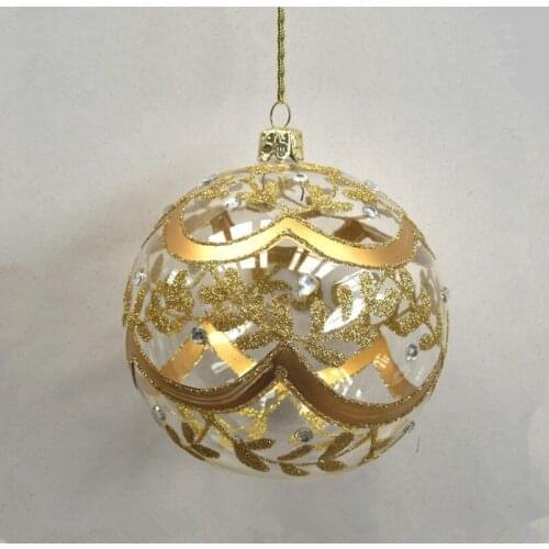 2pcs/pack Diameter=15cm Middle Size Hand Painting Hanging Glass Globe Silver Gold Drawing Christmas Pendant Festival Decoration