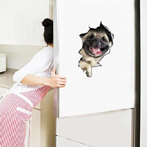 3D Cute Dog Wall Art Sticker Car Fridge Toilet Lid Decals Decor Vinyl Mural yut Wall Stickers Home Decoration Stickers