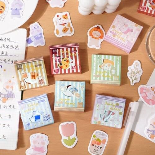 45 PCS Self-adhesive Cartoon Cute Rabbit Stickers Set for Scrapbooking Diary Album Cards Making DIY Envelopes Planners