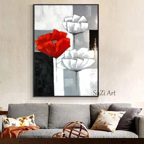 Flowers Abstract Oil Painting Modern Hand-painted Wall Art Living Room Picture Home Decoration Painting No Framed