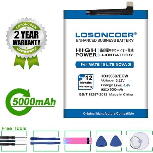 LOSONCOER Battery 4600mAh HB356687ECW Battery For Huawei Nova 2 Plus Nova 2I Honor 9i G10 Mate 10 Lite BAC-AL00 7X 10 Pro
