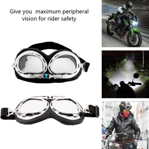 Anti-UV Vintage Motorcycle Goggles Pilot Biker Helmet Sunglasses Scooter Cruiser ATV Glasses Off-Road Motocross Racing Eyewear