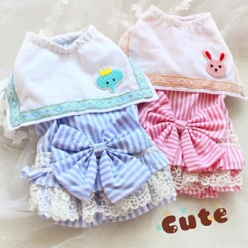 Free Shipping Handmade Dog Clothes Kindergarten Summer Cotton Navy Collar Stripe Cake Skirt Dog Dress Small Pet Cat Yorkie