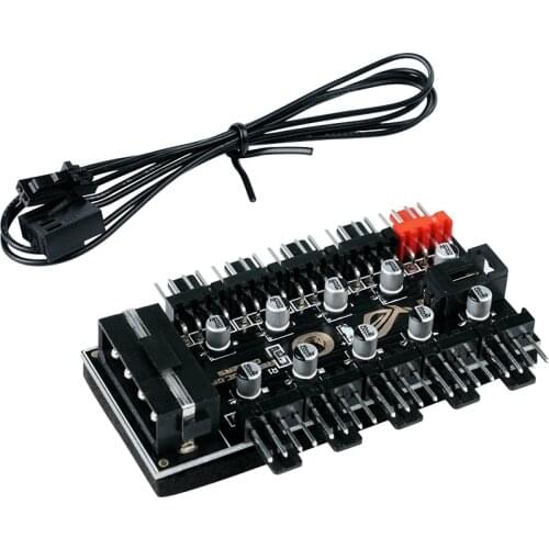 Black PC 1 To 10 4Pin Molex Power Supply Adapter For Computer Mining Water Cooling 4pin Fan Hub Splitter Cable PWM 12V Chasis