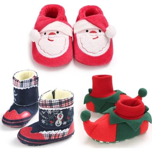 Christmas Baby Shoes Baby Shoes Soft Sole Baby Shoes Boys Girls Winter Warm Santa Claus First Walkers Cute Xmas Baby Boots