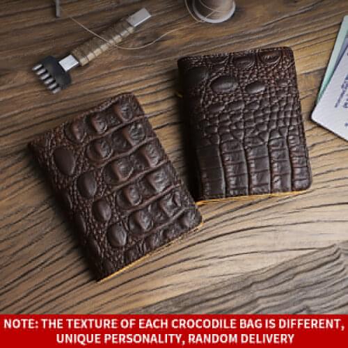 Crocodile Pattern Genuine Leather Card Wallet Handmade Credit Card Holder Driver License Slots Portable Ultra Thin Coin Purse