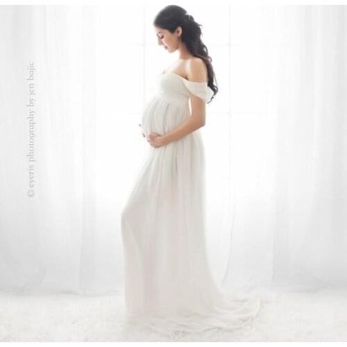 Maternity Trailing Dresses Sexy Photo Photography Props Pregnant Women Black White Long Dress Soft Cotton Pregnancy Maxi Gown