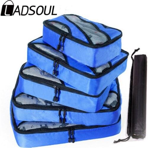LADSOUL Travel Bag Packing 5PCS/Set Portable Oxford Cloth Travel Mesh Bag Luggage Organizer Packing Cube Organiser Travel Bag