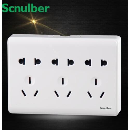 10A 250V surface mounted 15 poles triple 2 pins america and 3 pins AU shutter electrical wall switch socket
