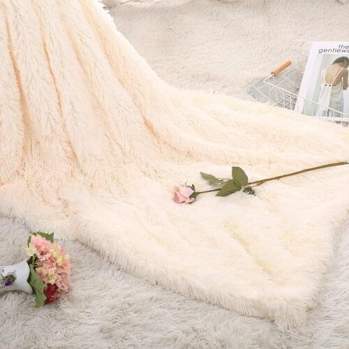 Flannel Blanket Solid Warm Long Shaggy Fuzzy Blanket Throw Rug Sofa Bedding Baby Soft Comfort Blanket Solid 5 Colors Available