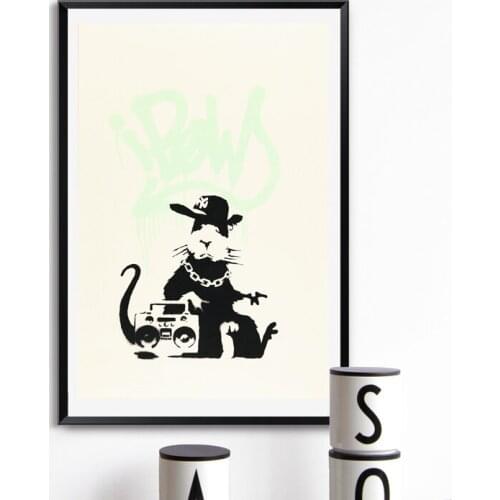 Gangsta Rat Graffiti Canvas Painting Print Living Room Home Decoration Modern Wall Art Oil Painting Poster Pictures Framework HD