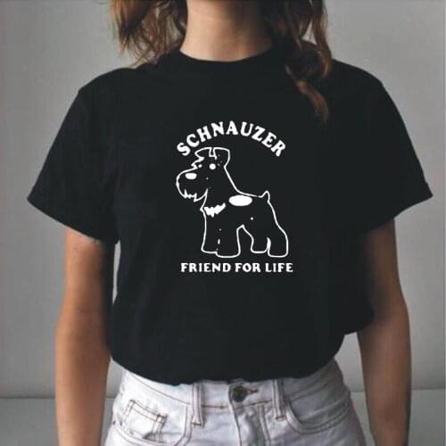Summer Short Sleeve Tee Shirt Femme Schnauzer Dog Lover Pet Funny T Shirt Women Tops Fashion Casual Harajuku Camisas De Mujer