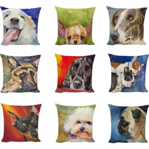 Cuteness Golden Retriever Chihuahua Painting Dogs Decorative Cushion Cover Polyester Fabric Shih Tzu Pug Gifts Throw Pillow Case