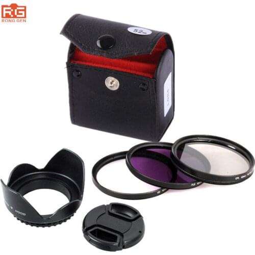 5in1 49mm 52mm 55mm 58mm 62mm 67mm 72mm 77mm UV CPL FLD Filter Set KIT+ Lens Hood+Lens lens cover For Sony Pentax Nikon Canon
