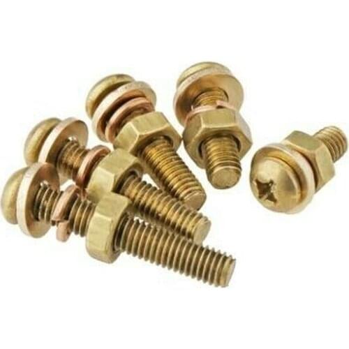 5 Sets M3 M4 H62 brass cross round head screw nut set flat washer spring washer