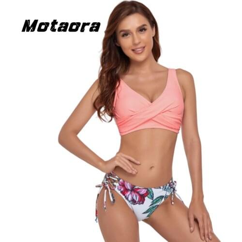 New Plus Size Swimwear Two Piece Brazilian Biquini Push Up Monokini Sexy Summer Large Swimsuit Women High Waist Solid Bikini Set