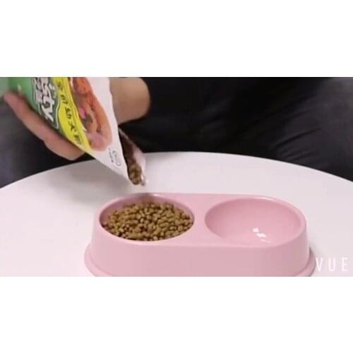 Plain Plastic Non-slip Dog Cat Pet Food Two Bowl Feeder Dog Bowl Dessert Bowl Lucky Cat Bowl Dog Food Double Dog Bowl