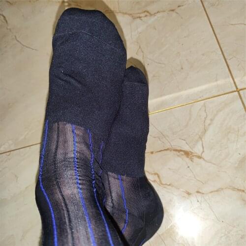 Highly Confident Sexy Male Power Hormone Dressing Socks Sheer With Blue Lines Reinforcement Hot Calf Socks Shoes Mate Noble