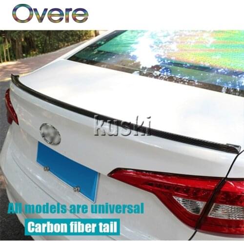 Overe 1Set Car Carbon Fiber Rear Spoiler Wing stickers For Seat Leon Ibiza Skoda Rapid Fabia Octavia Yeti Audi A3 A4 B8 B6 B7 A6