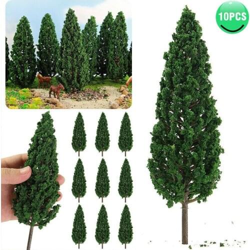 10 Pcs Plastic Model Trees Artificial Miniature Scenery Railroad Accessories Natural Green Landscape Trees House Decor 16cm