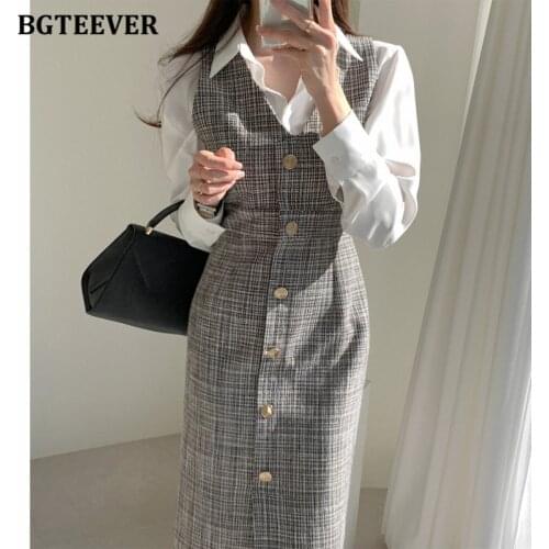 BGTEEVER Elegant V-neck Bodycon Women Dress 2021 New Autumn Single-breasted Ladies Sleeveless Vestidos Female Dress