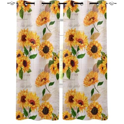Sunflowers Vintage Newspaper Curtains Bedroom Living Room Kitchen Computer Room Home Decoration for Children Kids Gifts