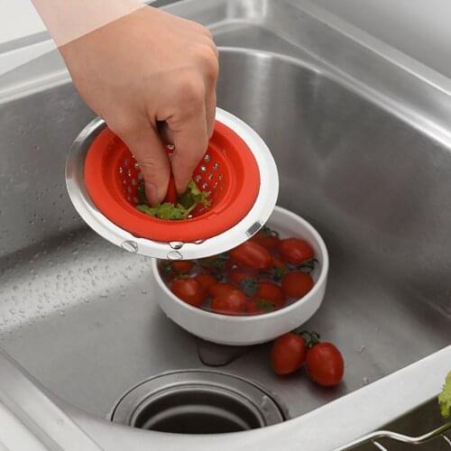Portable Silicone Stainless Steel Sink Strainer Waste Plug Sink Filter Waste Collector Kitchen Bathroom Accessories