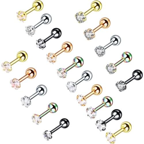 1 PC Stainless Steel Crystal Diamond Heart Earrings 2021 Trend Fashion Stud Earrings Cartilage Piercing Jewelry for Women Teens