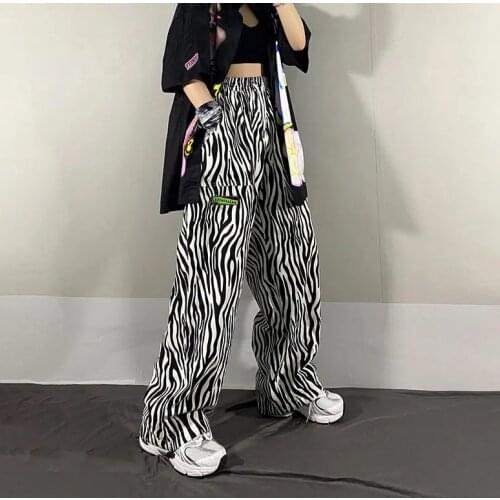 Zebra stripes pattern Trousers Loose High Waist Waist Thin Straight Printing Wide Leg Womens pants Casual Women pants joggers