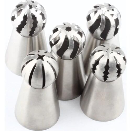 Russian Piping Nozzle 5 Styles Sphere Ball Icing Confectioners Pastry Tips Sugarcraft Cupcake Decorator Kitchen Bakeware Tools