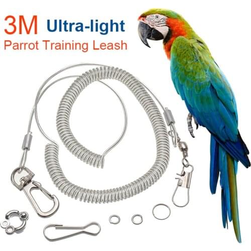 3M Parrot Bird Flying Training Leash Ultra-light Flexible Rope Anti-bite with Leg Ring Harness Outdoor Macaw Cockatiel Starling