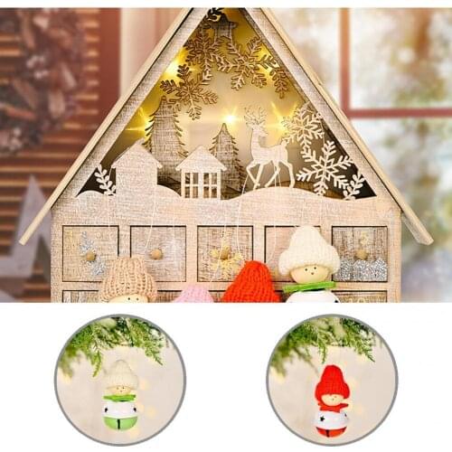 4 Colors Unique Cute Doll Shape Festive Bell Ornament Wood Christma Bell Ornament Exquisite for Gifts