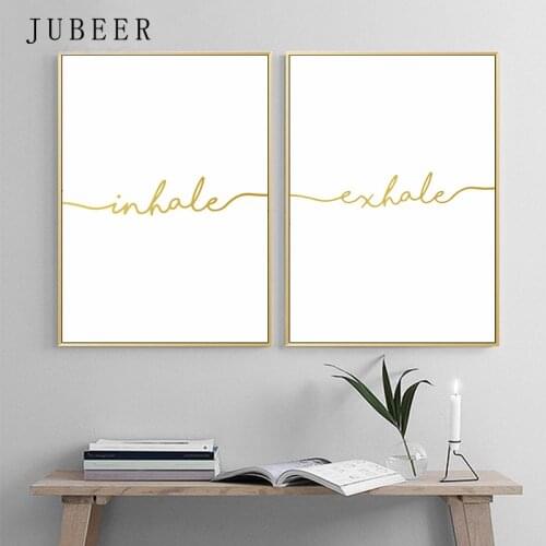 Inhale Exhale Gold simple Posters and Prints Wall Art for Living Room Decoration Pictures Canvas Paintings Decorative Home Decor