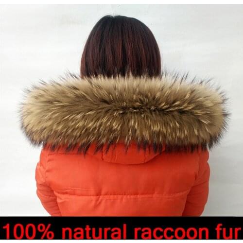 DIY natural fur collar 5A quality real raccoon fur collar for coat scarf