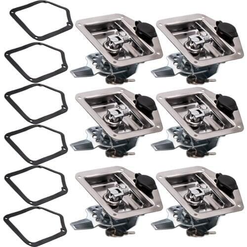 6PC T Handle Lock Tool Box for Truck Trailer Camp Stainless Steel Folding w/keys