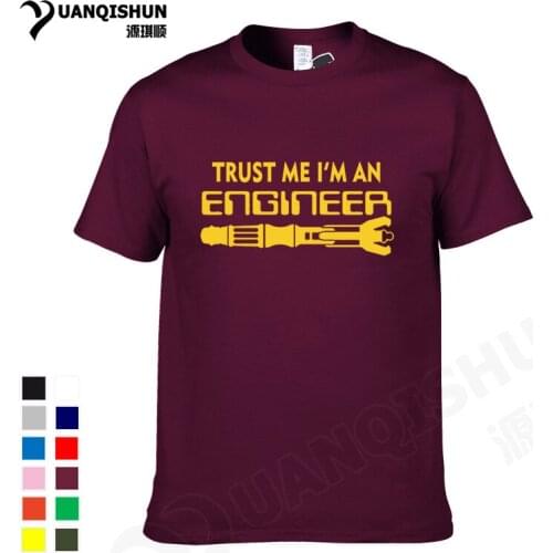 YUANQISHUN Science TShirt TRUST ME HUMOR I AM AN ENGINEER Letters Print Men Tee Shirt 100% Cotton Hipster T-Shirts Casual Custom